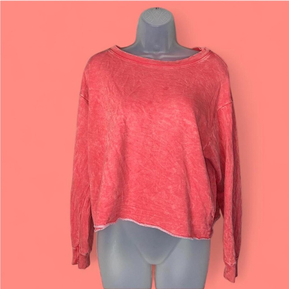 Love Vintage Faded Terry Cropped Sweater S